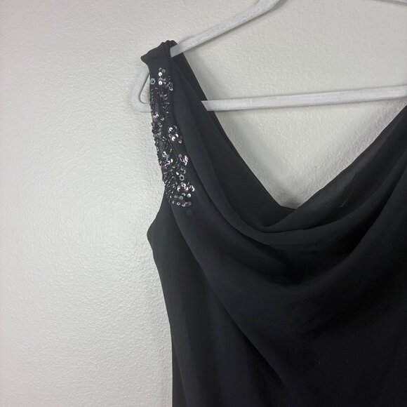 VTG 90s Xscape by Joanna Chen Off the Shoulder Dress Black Sz 14 Whimsigoth - Picture 3 of 8